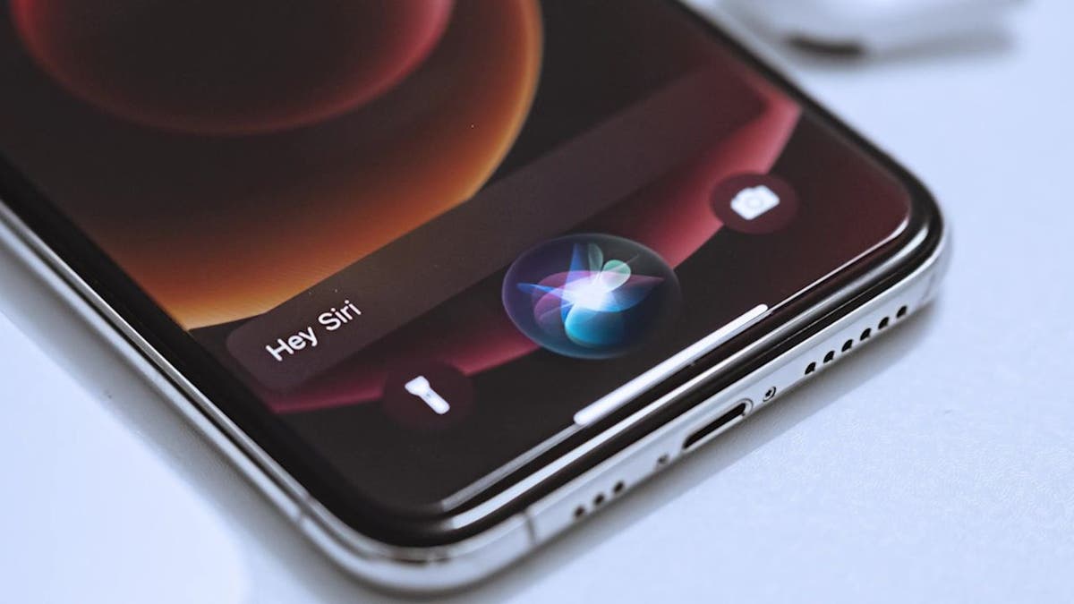 iPhone siri option on screen of bottom half of phone
