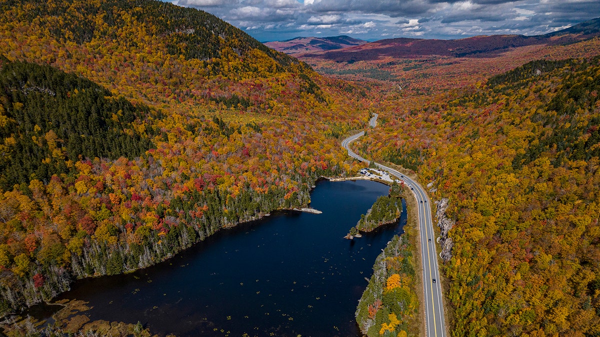 Aerial view of Franconia Notch, New Hampshire