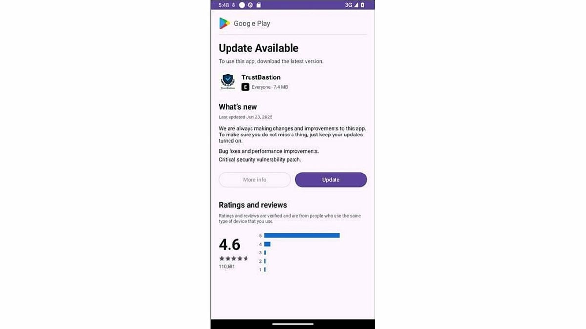 A fake Android antivirus app in the Google Play store