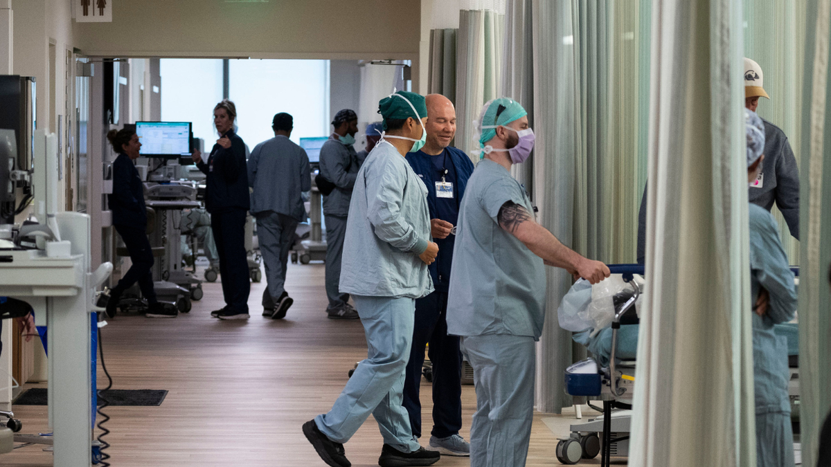 A view of patients at a hospital getting prepped before surgery.
