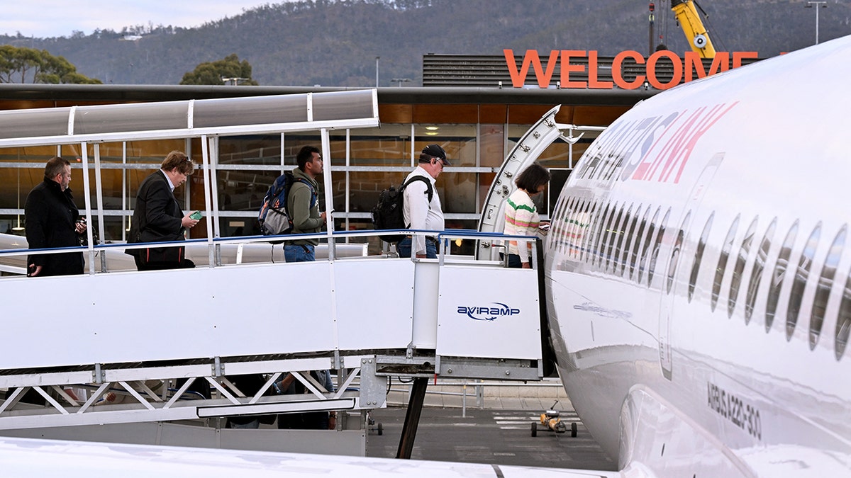 Passengers boarding at Hobart Airport
